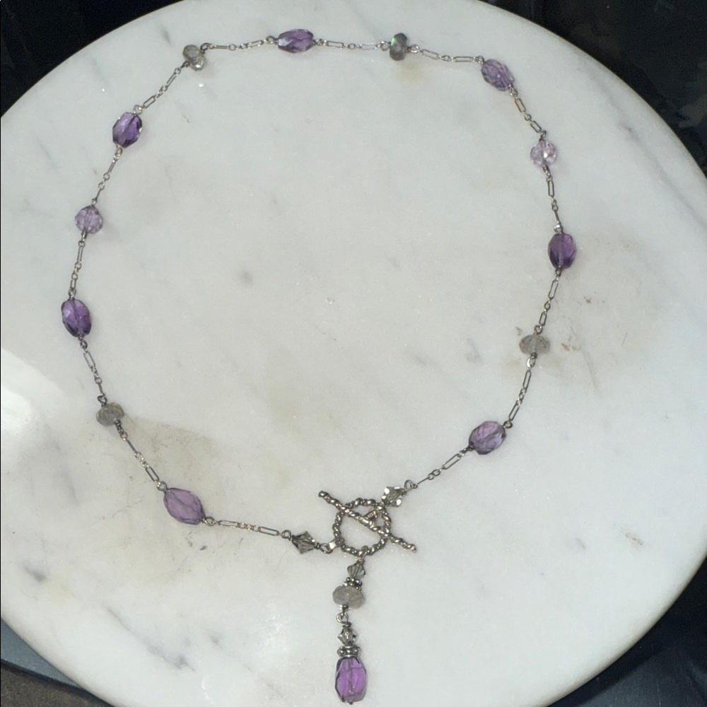 Sterling Amethyst Labradorite Beaded Necklace